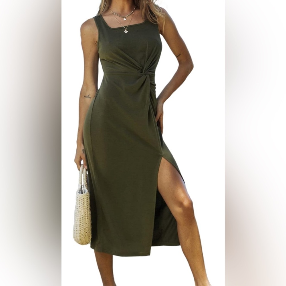 NWT CUPSHE Women's Bodycon Twist Front Maxi Length Dress XL